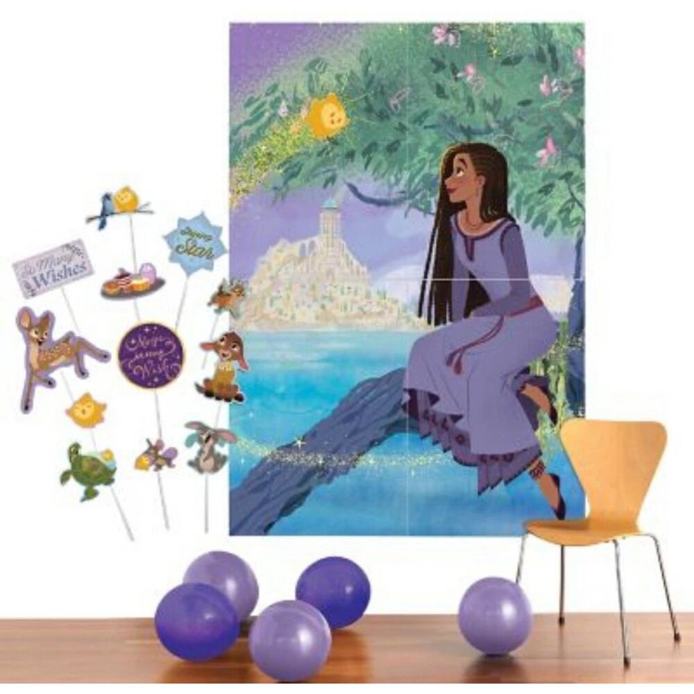 Disney’s Wish Photo Booth Backdrop with Photo Stick Props – 16 Pc.